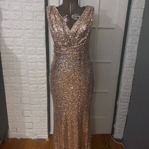 Badgley Mischka Rose Gold Sequin Gown